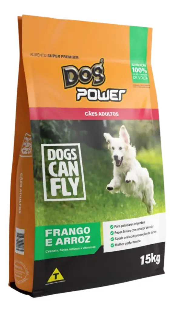 Ração Super Premium Dog Power Frango Arroz Cães Adultos 15kg