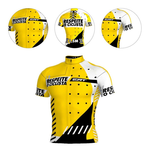 Camisa Ert Classic Respeite O Ciclista Amarela E Preta Bike