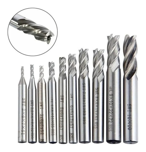 Cortador Broca Fresa End Mill Hss 4 Flautas Cnc Router