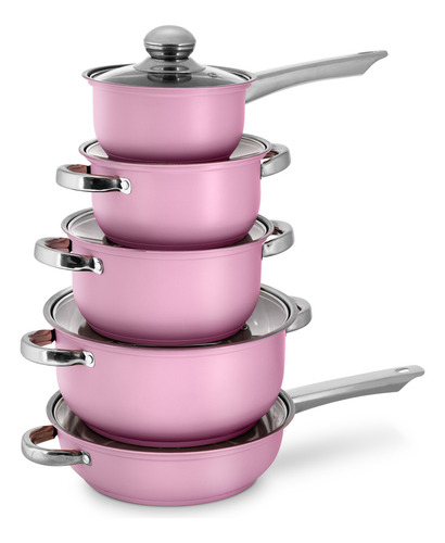 Batería De Cocina Sofía Pink Color Rosa 22 Piezas