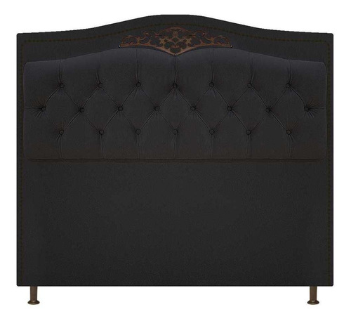 Kit Cabeceira E Calçadeira Yasmim 140 Cm Casal Suede Preto