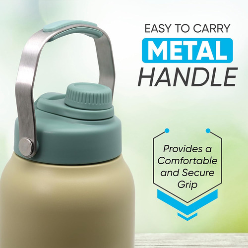 Half Gallon Insulated Bottles, 64oz Jug With Metal Hand...