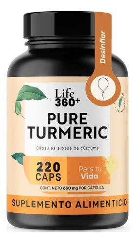 comprar Suplemento Alimenticio Life360+ Pure Turmeric Bote 220 Cápsulas De Raíz De Cúrcuma No saborizado Unidad