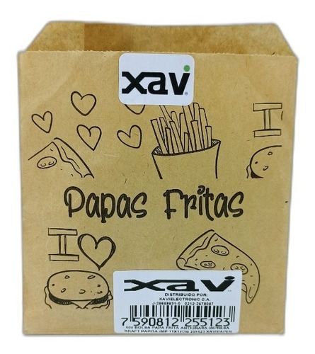 500 Bolsa Papel Papas Fritas Antigrasa Kraft Ma P. 8306 Xavi