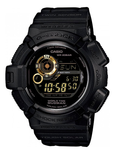 Reloj Casio G-shock Mudman G-9300GB-1DR para hombre, color de correa negro, color de bisel, color de fondo negro