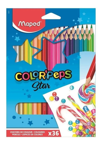 Lapices De Colores Maped 36 Piezas Color'peps Madera Origina