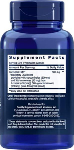 Life Extension Curcumin Elite 90 Caps Paquete Doble Cúrcuma