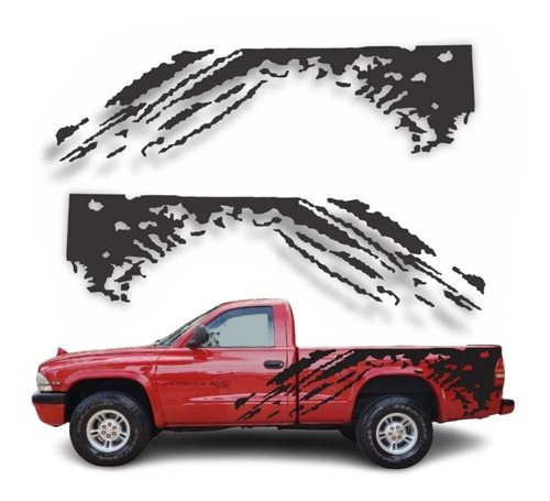 Kit Adesivo Faixa Caçamba Para Dodge Dakota 18675 Cor Preto