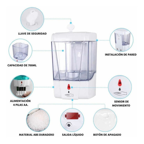 Imagen 2 de 3 de Dispensador Automatico Despachador Gel Antibacterial Jabon