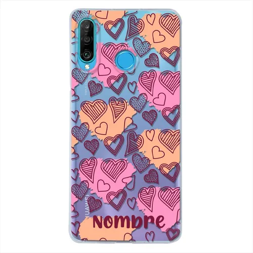 comprar Funda Huawei Corazones Con Tu Nombre Uso Rudo Personalizada