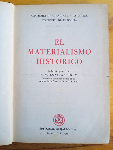 El Materialismo Historico / Konstantinov / 1957