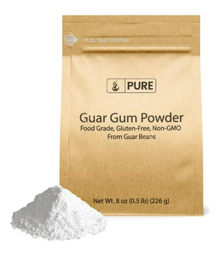 Goma Guar En Polvo (8 Oz.) De Ingredientes Orgánicos Puros, 