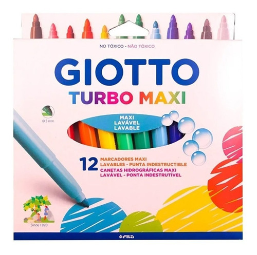 Marcadores Giotto Turbo Maxi X 10 Maxi Lavables No Tóxicos