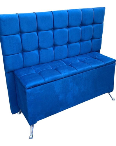 Respaldo Botoné Pana 160cm Queen Azul