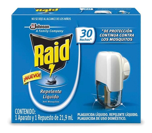 Imagen 1 de 2 de Repelente Liquido Electrico Raid Aparat+rep 21.9ml