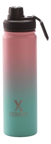 Garrafa Termica Squeeze Exsilpaty Cores Verde E Rosa 650ml