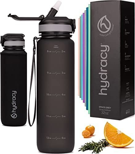 Hidracy Water Bottle With Times To Drink  Straw - 7fxhc