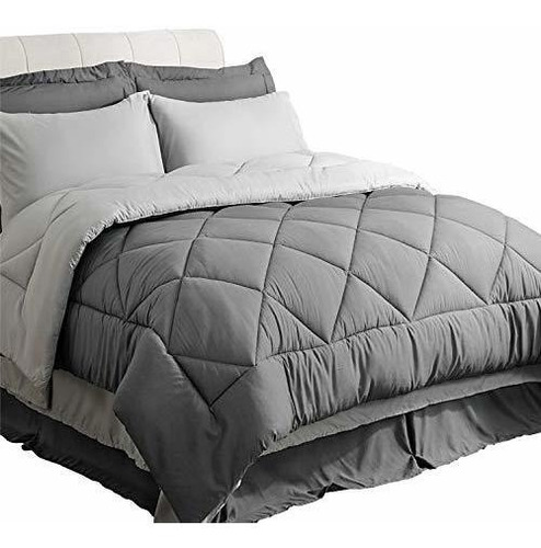 Edredon Bedsure Cama Queen Juego De Con Sabanas Color Gris