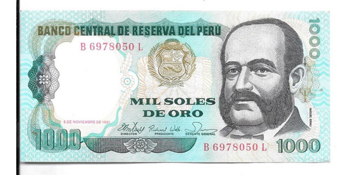 Liquido Billete De Perú.  1000 Soles De Oro 1981 Unc