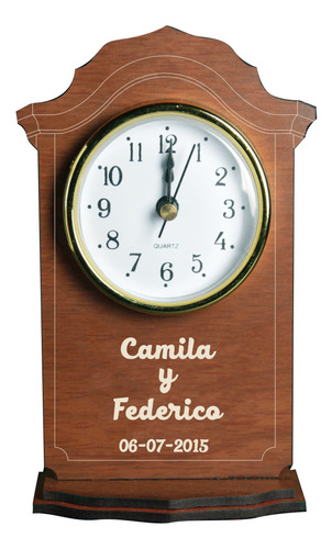 Souvenir Madera Boda  Reloj Nombre Agasajados Grabado Laser