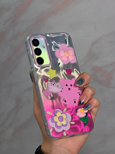 Funda Muñequitos 3d Antigolpes Para Samsung Elegi Modelo Osito Rosa A55