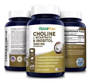 Colina Cholina Choline & Inositol 1000mg 200 Caps De Eeuu