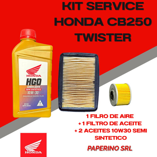 Kit Service Orig Honda Cb250 Semi-sintéti + Filtros Paperino
