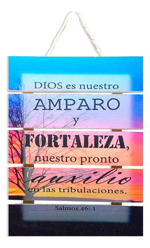 Cuadro Con Frase Bíblica De Madera 5 Tablas Horizontal M0001