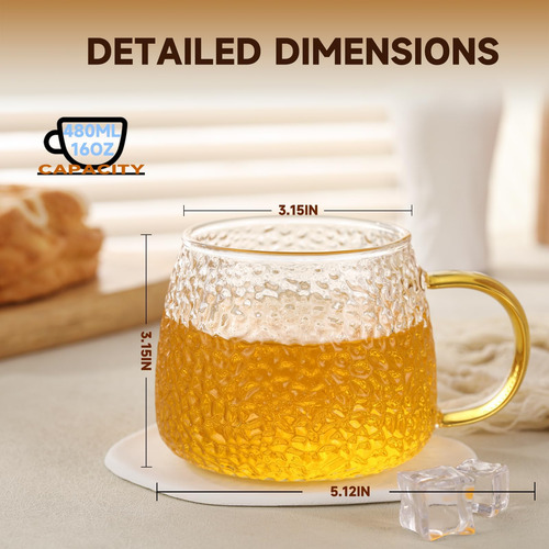 Tazas De Té De Vidrio Girante Con Colorido Juego De 4, Tazas