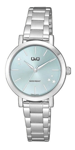 Reloj Q&q Dama Metal Plata Q893j222y Cara Turquesa Cristal Color de la correa Plateado Color del bisel Plateado