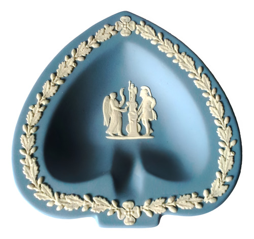 Plato Pica Porcelana Wedgwood Azul Dibujo Greco Romano (Usado)