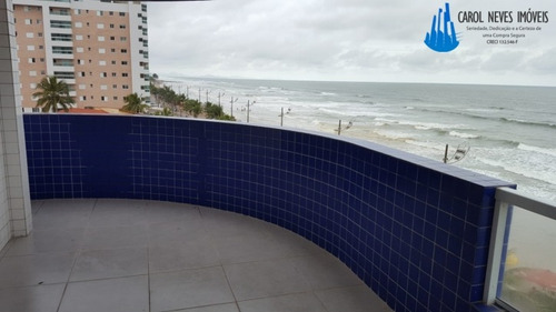 3241-lindo Apartamento De Frente Para O Mar Em Mongaguá!