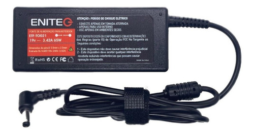 Imagem 1 de 6 de Fonte Carregador Para Notebook Toshiba 19v 3,42a 65w