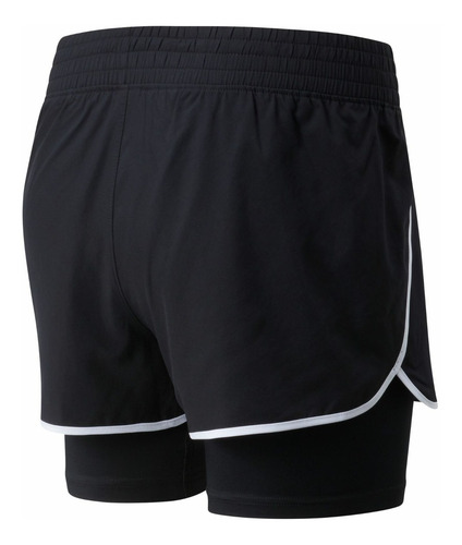 Imagen 2 de 3 de Short Pantaloneta Mujer Dama New Balance 2 En 1 Running Gym