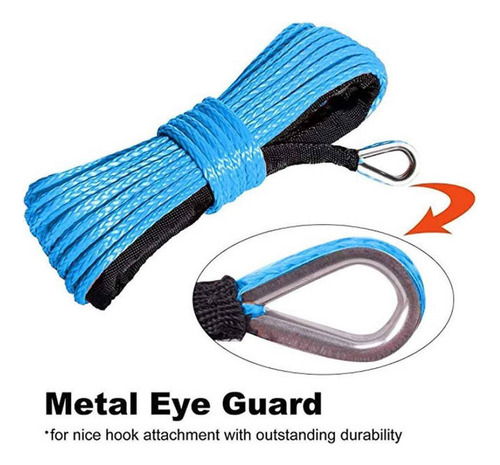 Cuerda Cable Línea Cabrestante 6mm 15m 7700lbs Para Atv Utv
