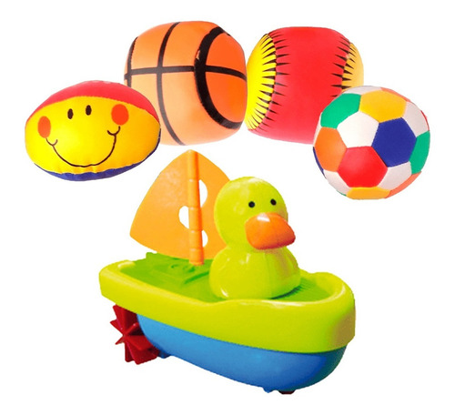 Imagen 6 de 6 de Pelotas Suaves Para Bebes X 4 Y Animales Nadadores