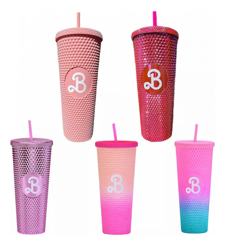 N Vaso Rosa De Barbie De 710 Ml Con Pajita, Barbies Movie