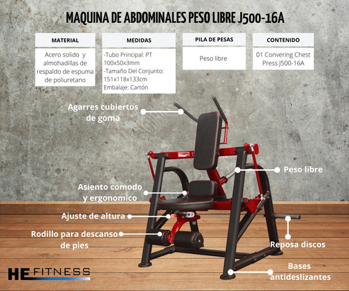 Maquina De Abdominales Peso Libre J500-16 A