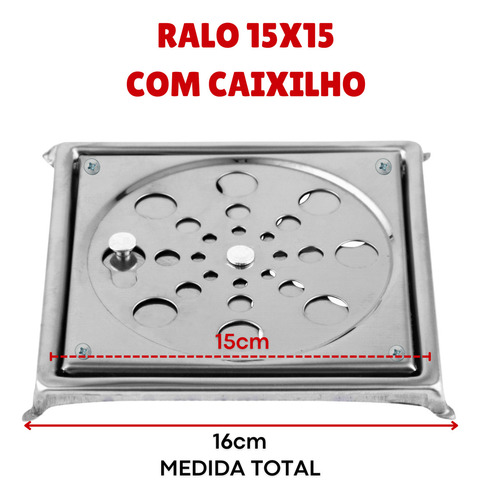 Ralo Inox Quadrado Ralo Grande 15x15 Ralo Banheiro Cozinha Area Externa Ralo Com Grelha Inox Ralo Com Caixilho