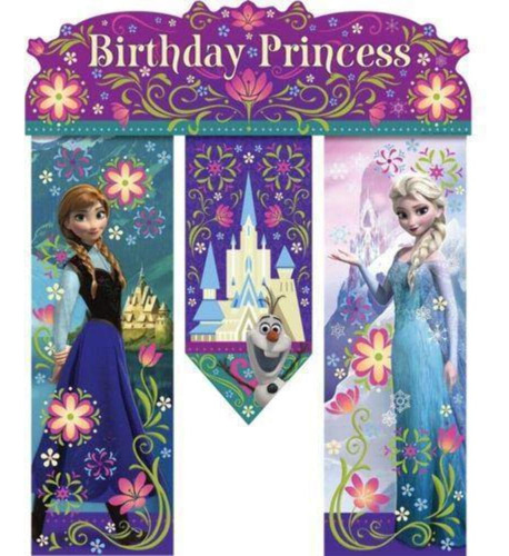 Pancarta De Cumpleaños De Frozen De Disney, Suministro...