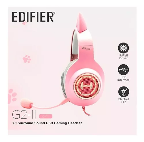 Edifier G2II - Auriculares para juegos para PC, PS4, USB, con cable y  sonido envolvente 7.1, micrófono con cancelación de ruido y luz RGB de  1.969 in