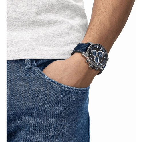Reloj Tissot Supersport Chrono - Hombre T1256171705103 Color de la malla Azul Color del bisel Negro Color del fondo Negro