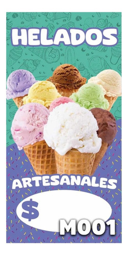 Pendón Publicitario De Helados Artesanales De 50x100cm