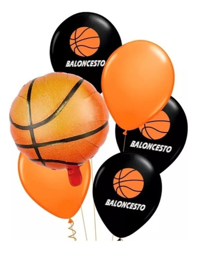 Pack X6 Globos Basquetball Cotillon Cumpleaños - Globifiesta