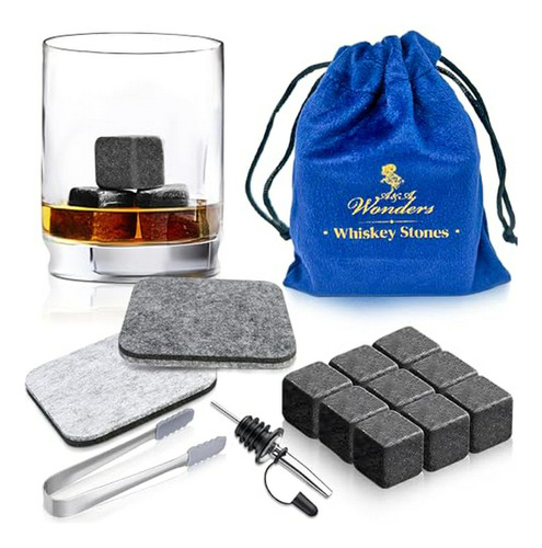 Whiskey Stones De Granito Premium 100% Natural - Set De 9 Cu