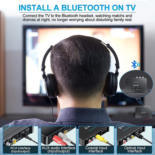 Imagen 3 de 9 de Transmisor Receptor Bluetooth 5.0 Nfc Tv Pc Tablet Home Auto