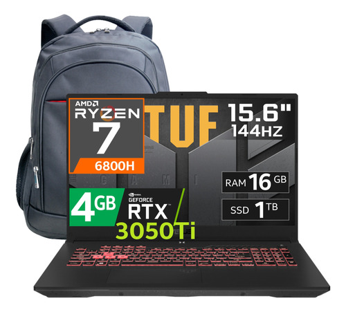 Asus Tuf A15 Ryzen 7-6800h 16gb Ddr5 1tb Ssd Rtx3050ti 15.6'