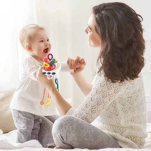 Brinquedo Sensorial De Bebê 4 Em 1 Com Cordão Montessori