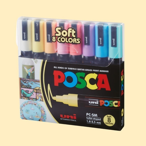 Marcadores Posca Pc5m Set Estuche X 8 Colores Soft San Jorge