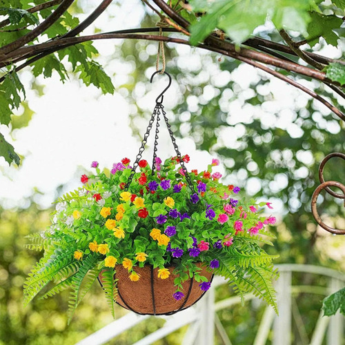Cesta Colgante Artificial, Ramo De Flores Artificiales,